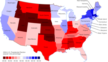 Results by state, shaded according to winning candidate's percentage of the vote.