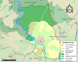 Carte en couleurs présentant l'occupation des sols.