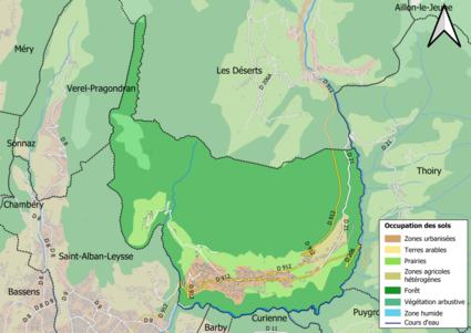 Carte en couleurs présentant l'occupation des sols.