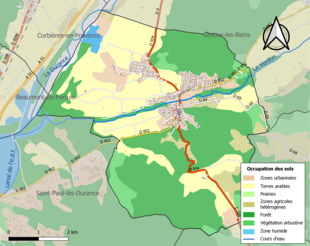 Carte en couleurs présentant l'occupation des sols.