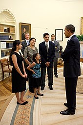 Barack Obama meeting Spelling Bee champion Kavya Shivashankar and her family