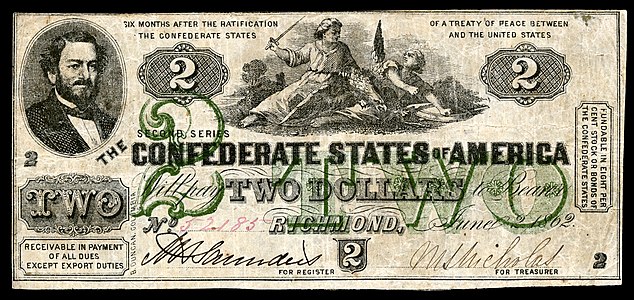 Two Confederate States dollar (T43), by B. Duncan