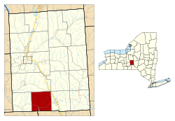 Location within Cortland County and New York