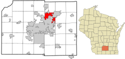 Location in Dane County and the state of Wisconsin