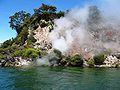 Lake Rotomahana, Platzt der ehemaligen Pink and White Terraces, Bay of Plenty (Region), Neuseeland