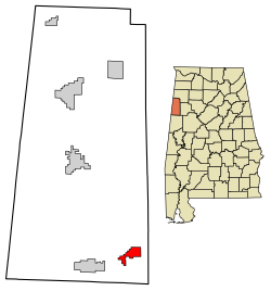 Location of Kennedy in Lamar County, Alabama.