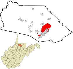 Location of Fairmont in Marion County, West Virginia