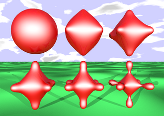 Image PovRay : metamorphoses between a sphere and a constant distance product surface (6 points)