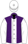 Purple, white stripe, sleeves and cap