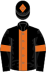 Black, Orange stripe, armlets and diamond on cap