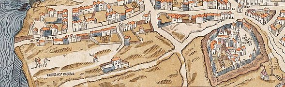 Le Pré-aux-Clercs sur le plan de Truschet et Hoyau (vers 1550).