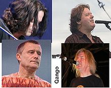 Qango. Clockwise from top left: Dave Kilminster, John Wetton, John Young, and Carl Palmer.