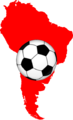 South America map with soccerball