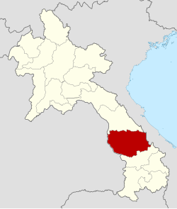 Map showing Savannakhet of Attapeu province in Laos