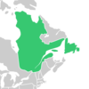 Map of Symphyotrichum × subgeminatum recorded occurrences: Newfoundland and Québec (Canada).