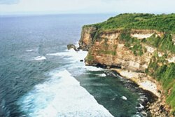 Cliffs and wave breaks at Uluwatu