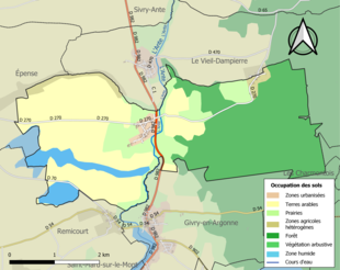 Carte en couleurs présentant l'occupation des sols.