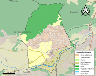 Carte en couleurs présentant l'occupation des sols.