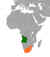 Location map for Angola and South Africa.