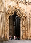 Decorated multifoil/trefoil portal in the Capelas Imperfeitas of the Batalha Monastery, Portugal (circa 1435)