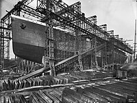 Britannic in the Arrol Gantry, circa 1914