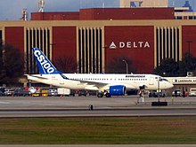 The Bombardier CS100 demonstrated for Delta Air Lines in Atlanta
