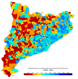 Crecimiento de la población entre 2008 y 2018