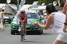 Photographie présentant Voeckler, meilleur grimpeur du Tour de France 2012.