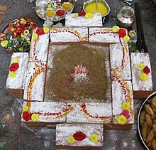 A homa altar with offerings