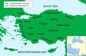 Location of Lycaonia in Anatolia