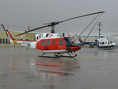 Comparison of the Bell 212 (U.S. Navy HH-1N) and 412 (Mercy Air) at the Mojave Airport