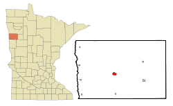 Location of Ada within Norman County and state of Minnesota