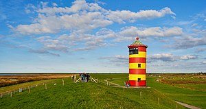 Lage des Pilsumer Leuchtturms auf dem Deich