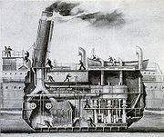 Cut away diagram of a triple expansion marine steam engine installation, circa 1918