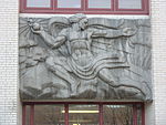 A relief on the facade of Remsen Hall.
