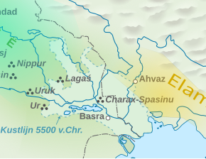 mappa della Mesopotamia indicante il Paese del Mare