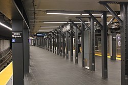 Widened platform at Times Square