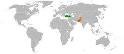 Map indicating locations of Turkey and Pakistan