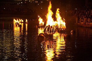 The bonfires as seen from the water during the June 13, 2015 lighting