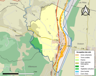 Carte en couleurs présentant l'occupation des sols.