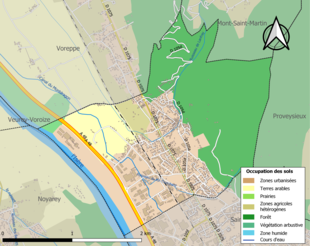 Carte en couleurs présentant l'occupation des sols.