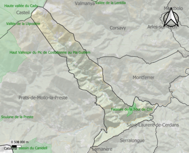 Carte de la ZNIEFF de type 1 sur la commune.