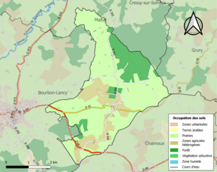 Carte en couleurs présentant l'occupation des sols.