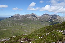 Benlettery (left), Bengower, and Benbreen (right), viewed from south ridge Derryclare