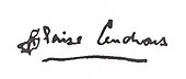 signature de Blaise Cendrars