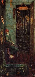 Yvain quittant Laudine, d'après une peinture d'Edward Burne-Jones.