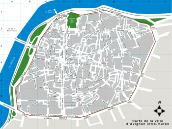 Carte présentant les différents lieux du festival d'Avignon In dans Avignon.