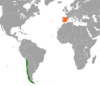 Location map for Chile and Spain.