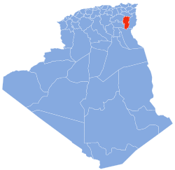 Map of Algeria highlighting Khenchela Province