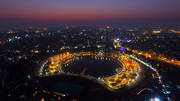 Drona view of Surat from the back side of Gopi Talav(Lake) in 2016.